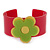 Deep Pink, Yellow, Light Green 'Modern Flower' Acrylic Cuff Bracelet - 19cm L