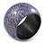 Chunky Purple/ Metallic Silver Animal Print Wood Bangle Bracelet - Large - 20cm L