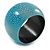 Wide Chunky Cracked Effect Wood Bracelet Bangle (Light Blue/ Black) - Medium - 19cm L