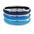 Set Of 3 Blue Enamel Slip-On Bangle Bracelets In Silver Tone Metal - 20cm L