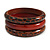 Set of 3 Animal Print Wooden Bangles In Brown