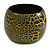 Wide Chunky Cracked Effect Wood Bracelet Bangle (Yellow/ Black) - Medium Size