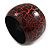 Wide Chunky Cracked Effect Wood Bracelet Bangle (Red/Pink/ Black) - Medium Size