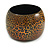 Wide Chunky Cracked Effect Wood Bracelet Bangle (Orange/ Black) - Medium Size