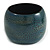 Wide Chunky Cracked Effect Wood Bracelet Bangle (Teal/Green/ Black) - Medium Size