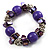 Purple Acrylic Bead, Shell & Metal Link Stretch Bracelet