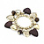 Heart & Bead Gold Tone Stretch Bracelet - up to 18cm Length