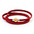 Unisex Red Leather Wristband With Gold Magnetic Clasp