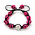 Deep Pink Skull Shape Stone Beaded Bracelet - 11mm diameter - Adjustable