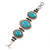 Vintage Turquoise Stone, Oval Filigree Bracelet With Toggle Clasp -18cm Length