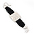 Ethnic Hammered Square Disk Black Cotton Cord Bracelet In Silver Plating - 16cm Length/ 5cm Extension
