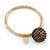 Oversized 'Buddhist' Ball Charm Boutique Bangle (Gold Plated) - 18cm Length