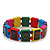 Multicoloured Wooden 'Peace' Flex Bracelet - Adjustable