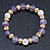 10mm Faceted Lavender Agate Stone, Gold Crystal Spacers And White Crystal Balls Flex Bracelet - 17cm L
