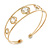 Delicate Open Cut CZ Etched Cuff Bangle Bracelet In Gold Tone - 16cm L - Adjustable