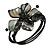 Ash Black Shell Bead Flower Wired Flex Bracelet - Adjustable