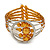 Gold Orange Acrylic Bead Wristwatch Style Flex Cuff Bracelet - 19cm L