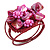 Fuchsia Pink Shell Bead Flower Wired Flex Bracelet - Adjustable