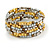 Multistrand Acrylic Bead Coiled Flex Bracelet In Silver, Gold, Brown - Adjustable