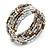 Silver/ Brown Acrylic Bead Multistrand Coiled Flex Bracelet - Adjustable