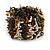 Wide Glass Bead Flex Bracelet (Brown, White, Peacock) - up to 18cm Length