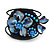 Dark Blue Shell Bead Flower Wired Flex Bracelet - Adjustable
