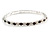 Slim Amethyst/ Clear Crystal Flex Bracelet In Silver Tone Metal - up to 17cm L - For Small Wrist