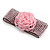Statement Beaded Flower Stretch Bracelet In Light Pink - 18cm L - Adjustable