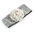 Statement Beaded Flower Stretch Bracelet In White - 18cm L - Adjustable