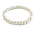 5mm Classic White Glass Pearl Style Bead Flex Bracelet - S/M