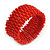 Vibrant Red Seed Bead Cuff Bracelet – 35mm Wide, Flexible Fit for Size M