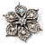 Sparkling Clear Crystal Flower Brooch (Black Tone)