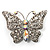 Diamante Filigree Butterfly Pin (Silver Tone)
