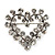 Tiny Crystal Open Heart Brooch (Silver Tone Metal)