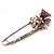 Rhodium Plated Purple Butterfly Safety Pin Brooch