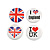 4pcs Union Jack Heart Lapel Pin Button Badge - 3cm Diameter