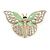 Dazzling Diamante/ Pale Blue Enamel Butterfly Brooch In Gold Plaiting - 70mm Width