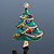 Multicoloured Austrian Crystals Green Enamel Christmas Tree Brooch In Gold Plating - 55mm Length