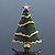 Green Enamel 'Christmas Tree' Brooch In Gold Plating - 6cm Length