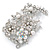 Oversized Bridal White Simulated Pearl & Clear Crystal Floral Brooch In Silver Plating - 90mm L