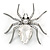 Clear Crystal Spider Brooch In Gun Metal Finish - 55mm