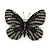 Black/ Grey Austrian Crystal Butterfly Brooch In Gold Tone - 50mm W