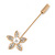 Gold Tone Clear Crystal White Pearl Daisy Flower Lapel, Hat, Suit, Tuxedo, Collar, Scarf, Coat Stick Brooch Pin - 55mm L