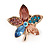 Tiny Multicoloured Flower Pin Brooch In Gold Tone Metal - 20mm