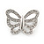 Small Rhodium Plated Crystal Butterfly Pin Brooch - 25mm