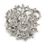 Striking Clear Diamante Corsage Brooch In Silver Tone - 50mm Diameter
