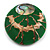 40mm L/Round Sea Shell Brooch/Green/Natural/Abalone Shades/ Handmade/ Slight Variation In Colour/Natural Irregularities