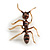 Brown Enamel Ant Brooch in Gold Tone - 50mm Long