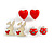 Silver-Tone Heart, Lady Bug & Bunny Stud Earring Set