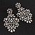 Vintage Diamante Floral Earrings (Burn Silver Metal) - 6cm Drop